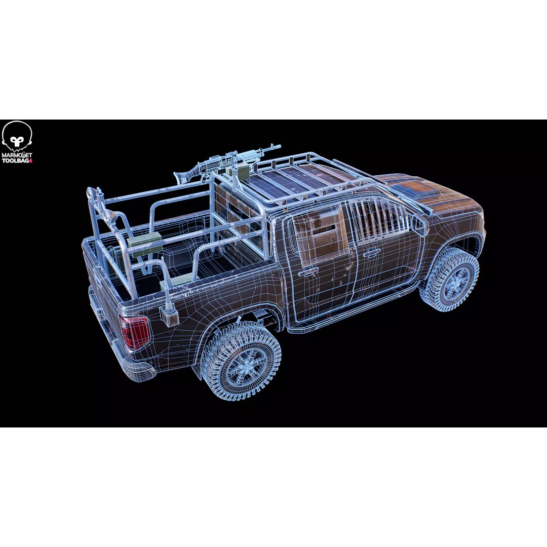 Black Apocalypse Pickup Truck 3D Model – High Poly PBR Game Asset, FBX - View 17