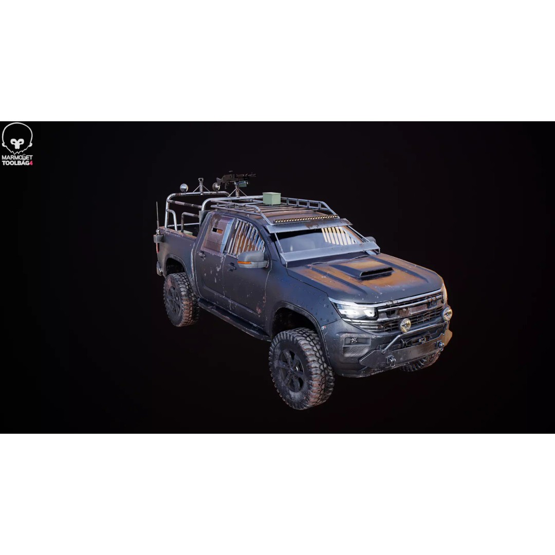 Black Apocalypse Pickup Truck 3D Model – High Poly PBR Game Asset, FBX - View 20