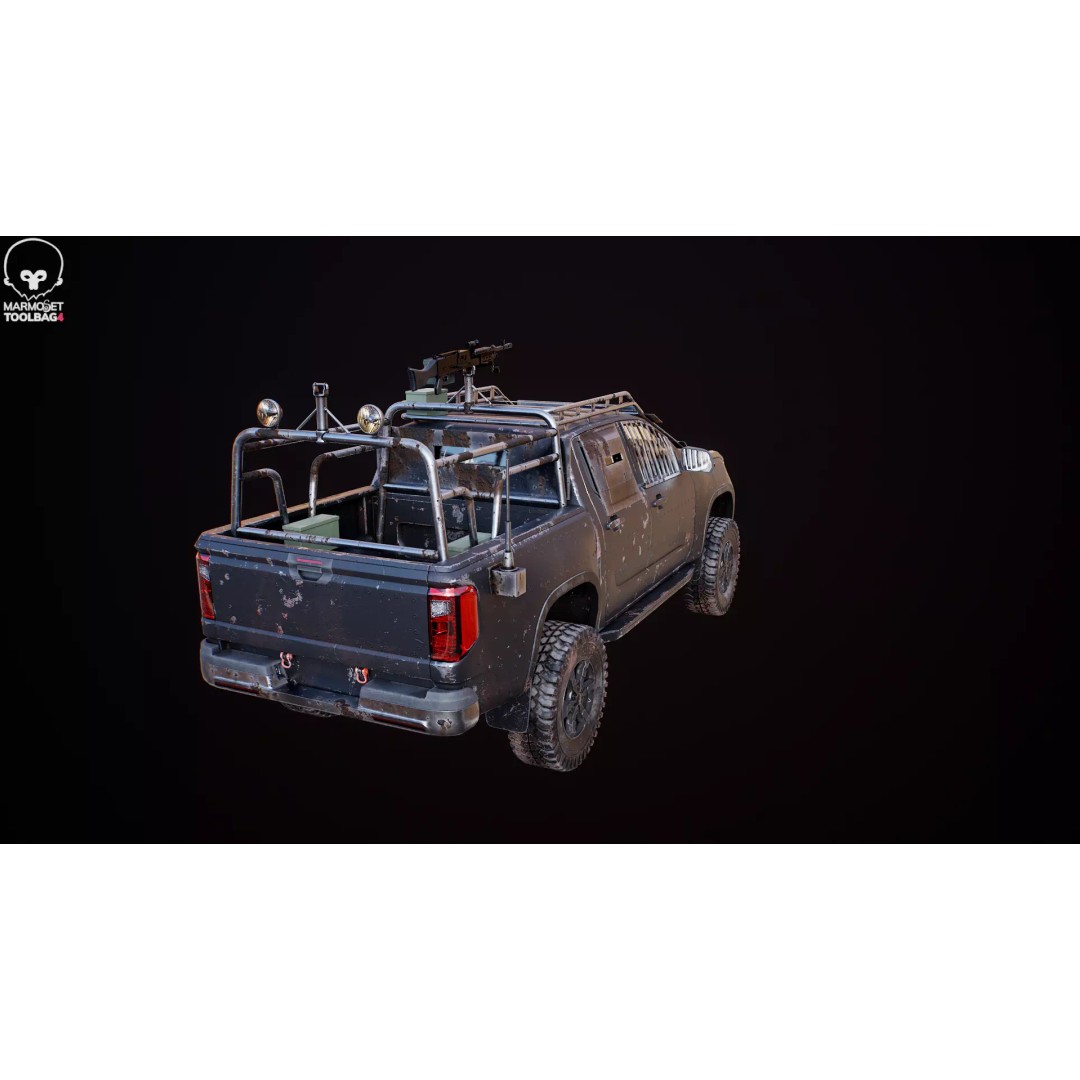 Black Apocalypse Pickup Truck 3D Model – High Poly PBR Game Asset, FBX - View 21