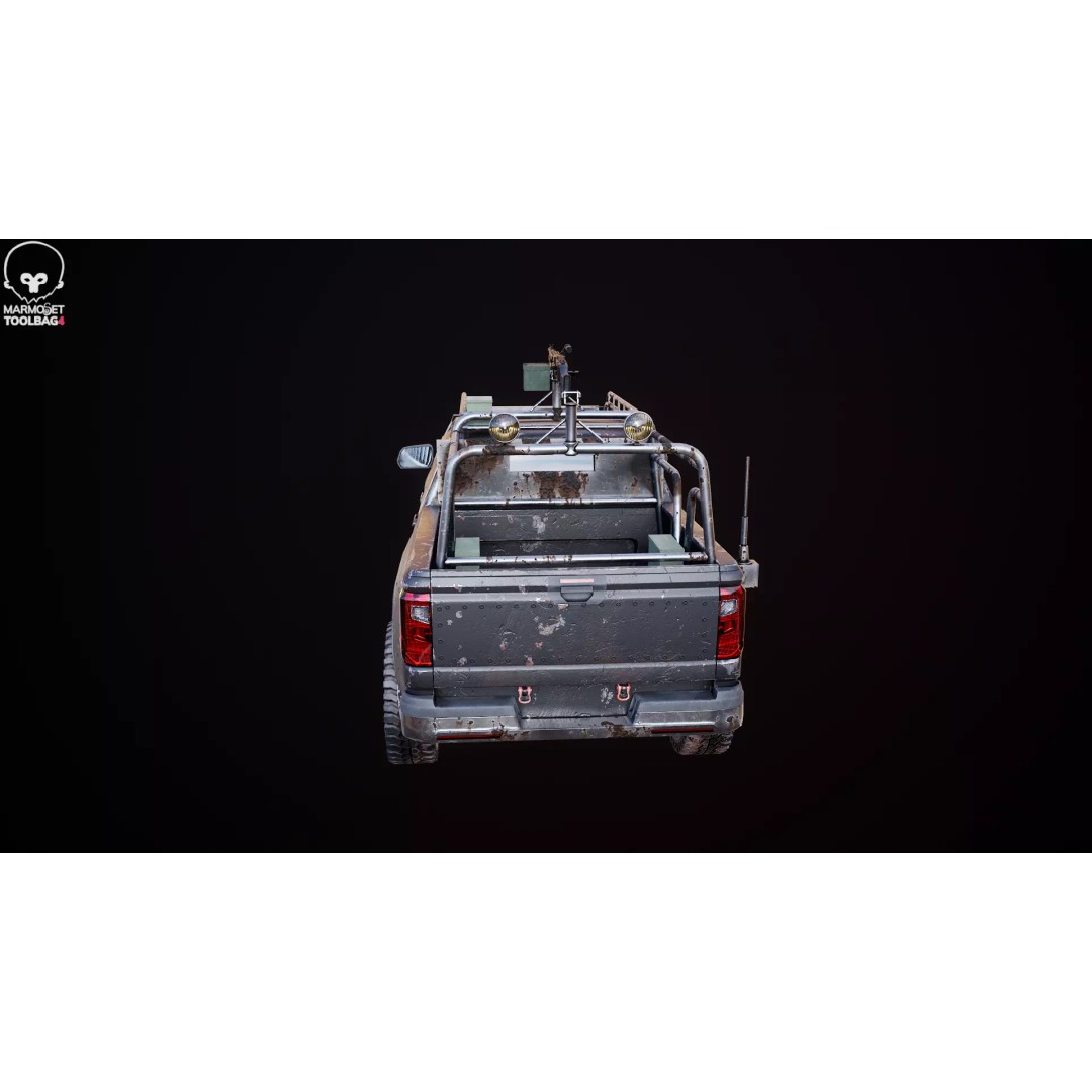 Black Apocalypse Pickup Truck 3D Model – High Poly PBR Game Asset, FBX - View 22