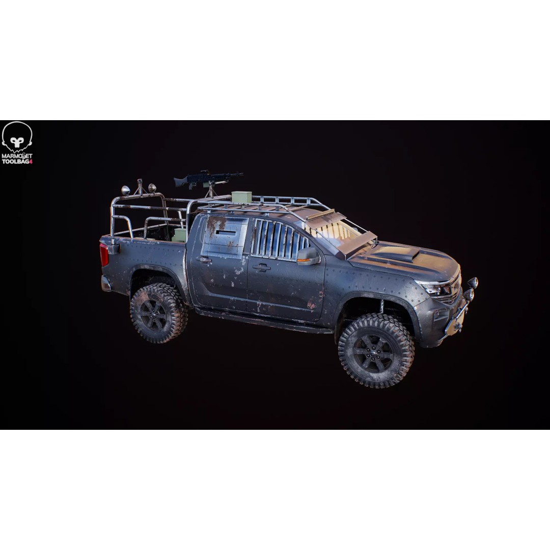 Black Apocalypse Pickup Truck 3D Model – High Poly PBR Game Asset, FBX - View 23
