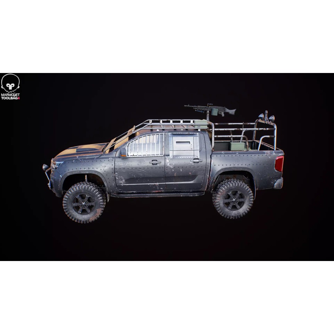 Black Apocalypse Pickup Truck 3D Model – High Poly PBR Game Asset, FBX - View 24