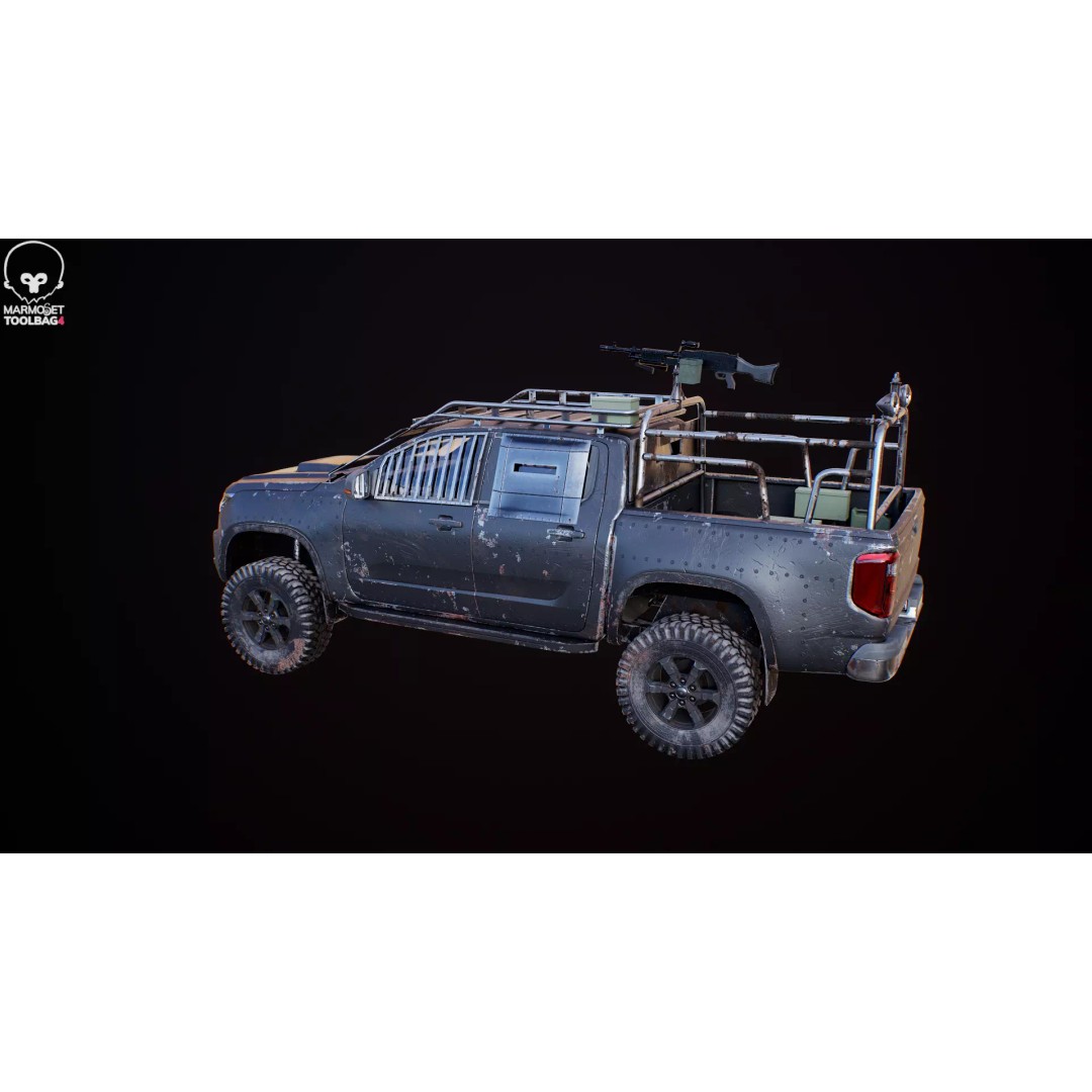 Black Apocalypse Pickup Truck 3D Model – High Poly PBR Game Asset, FBX - View 25