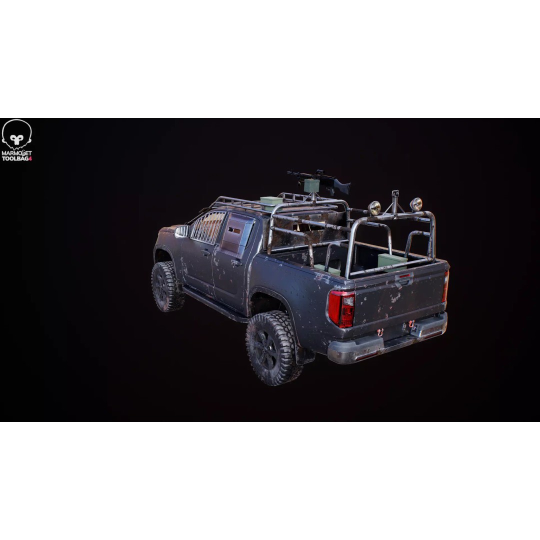 Black Apocalypse Pickup Truck 3D Model – High Poly PBR Game Asset, FBX - View 26