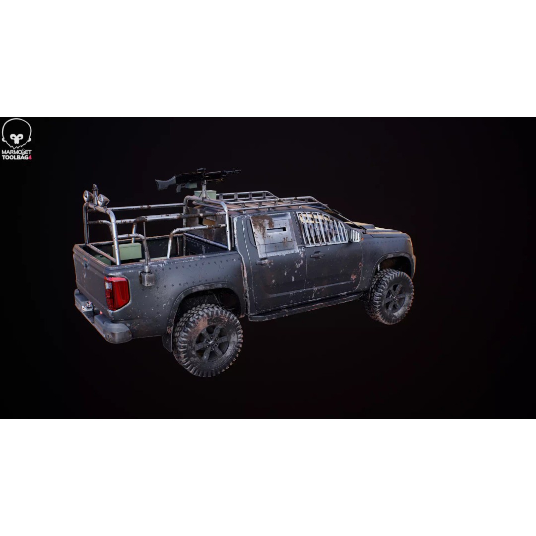 Black Apocalypse Pickup Truck 3D Model – High Poly PBR Game Asset, FBX - View 27