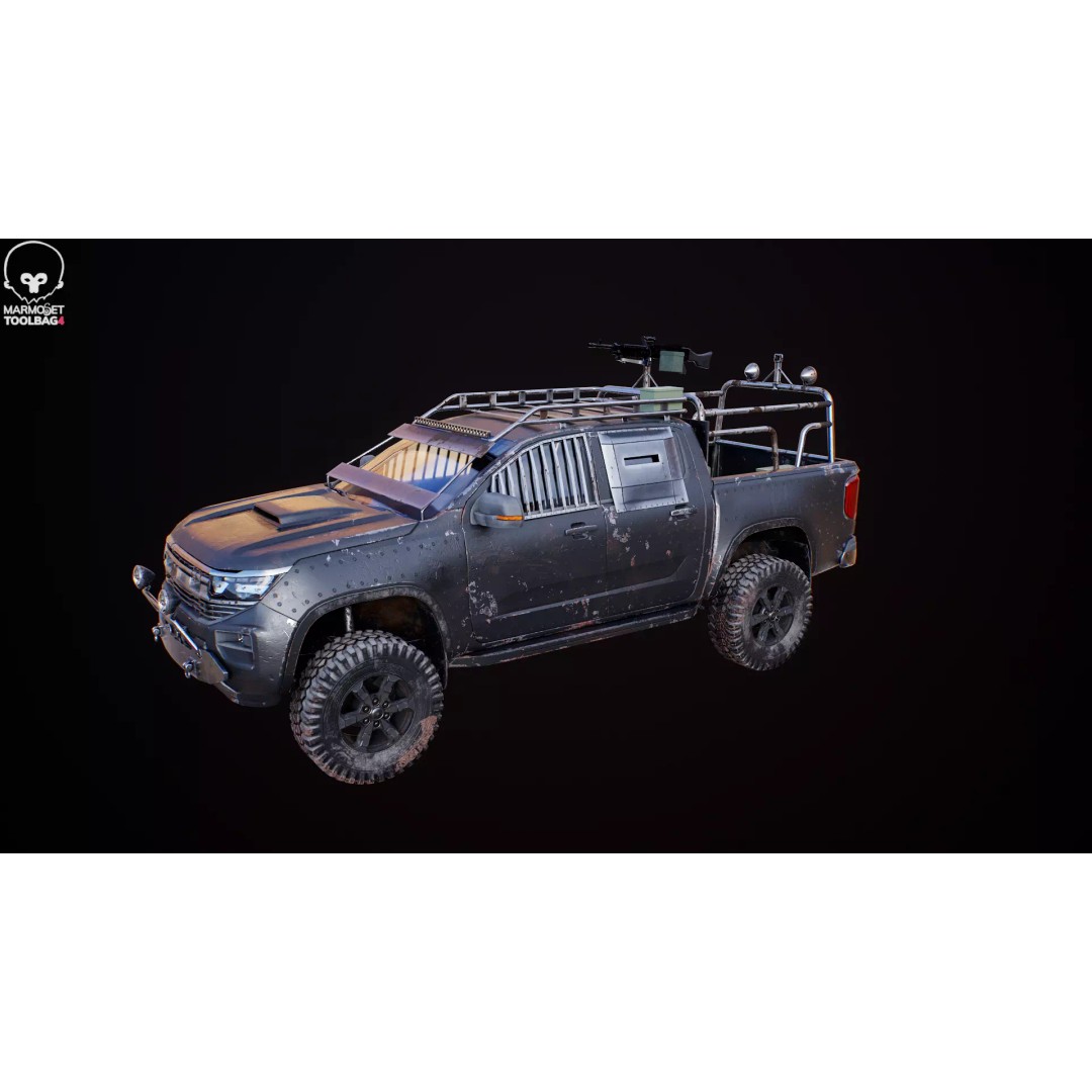 Black Apocalypse Pickup Truck 3D Model – High Poly PBR Game Asset, FBX - View 28