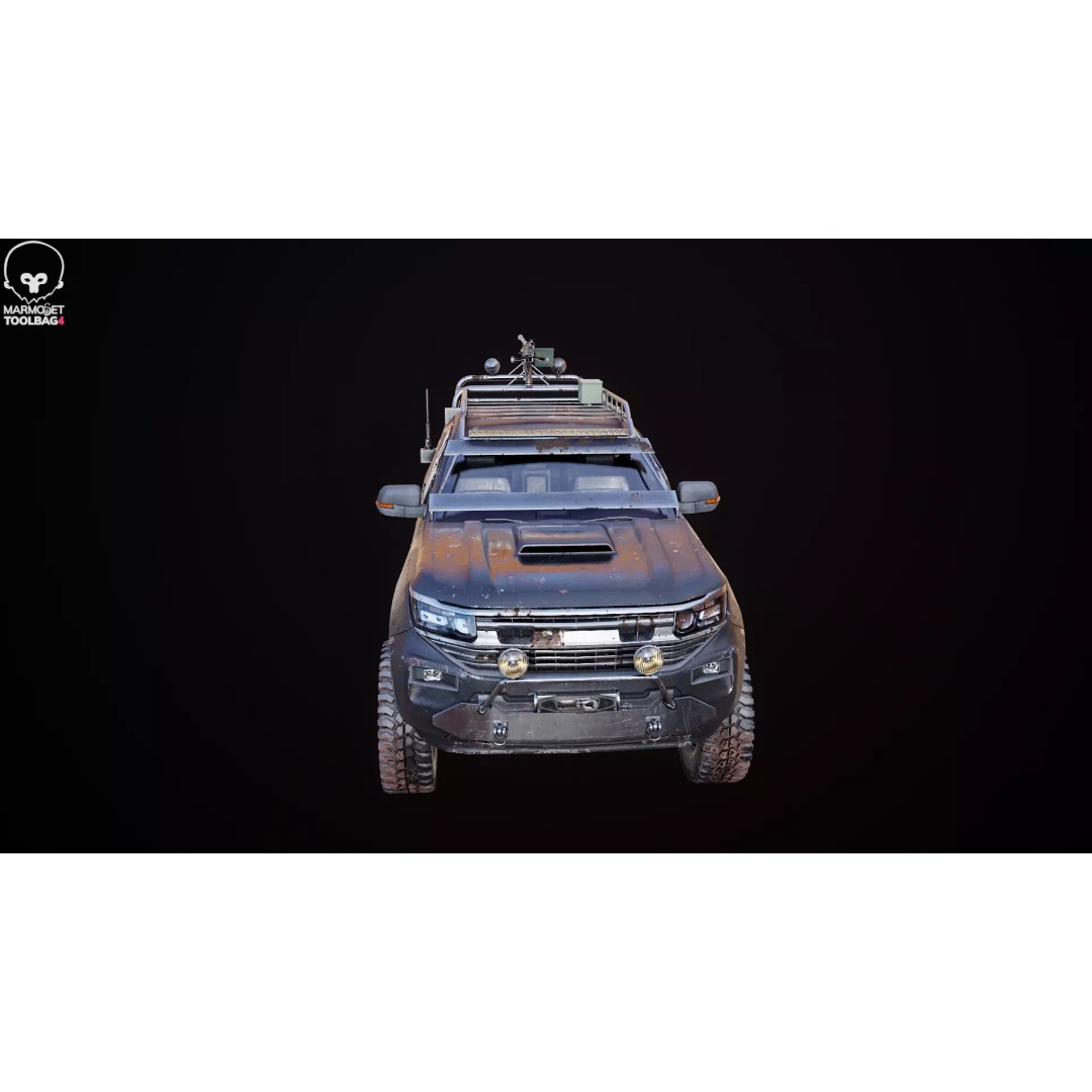 Black Apocalypse Pickup Truck 3D Model – High Poly PBR Game Asset, FBX - View 29