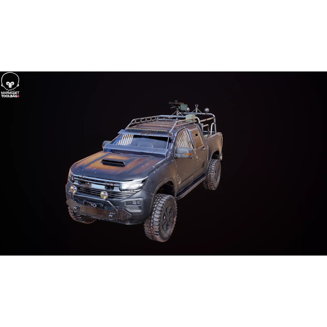 Black Apocalypse Pickup Truck 3D Model – High Poly PBR Game Asset, FBX - View 30