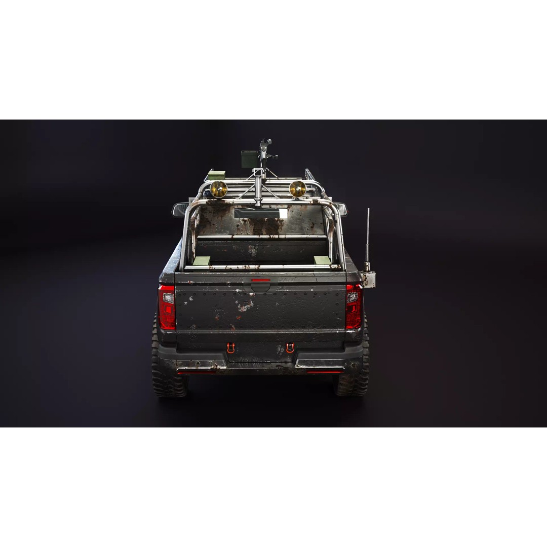 Black Apocalypse Pickup Truck 3D Model – High Poly PBR Game Asset, FBX - View 5