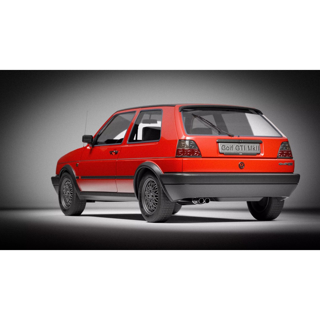 Volkswagen Golf Mk2 3D Model – Low Poly Game Ready Asset, FBX/Blender - View 10