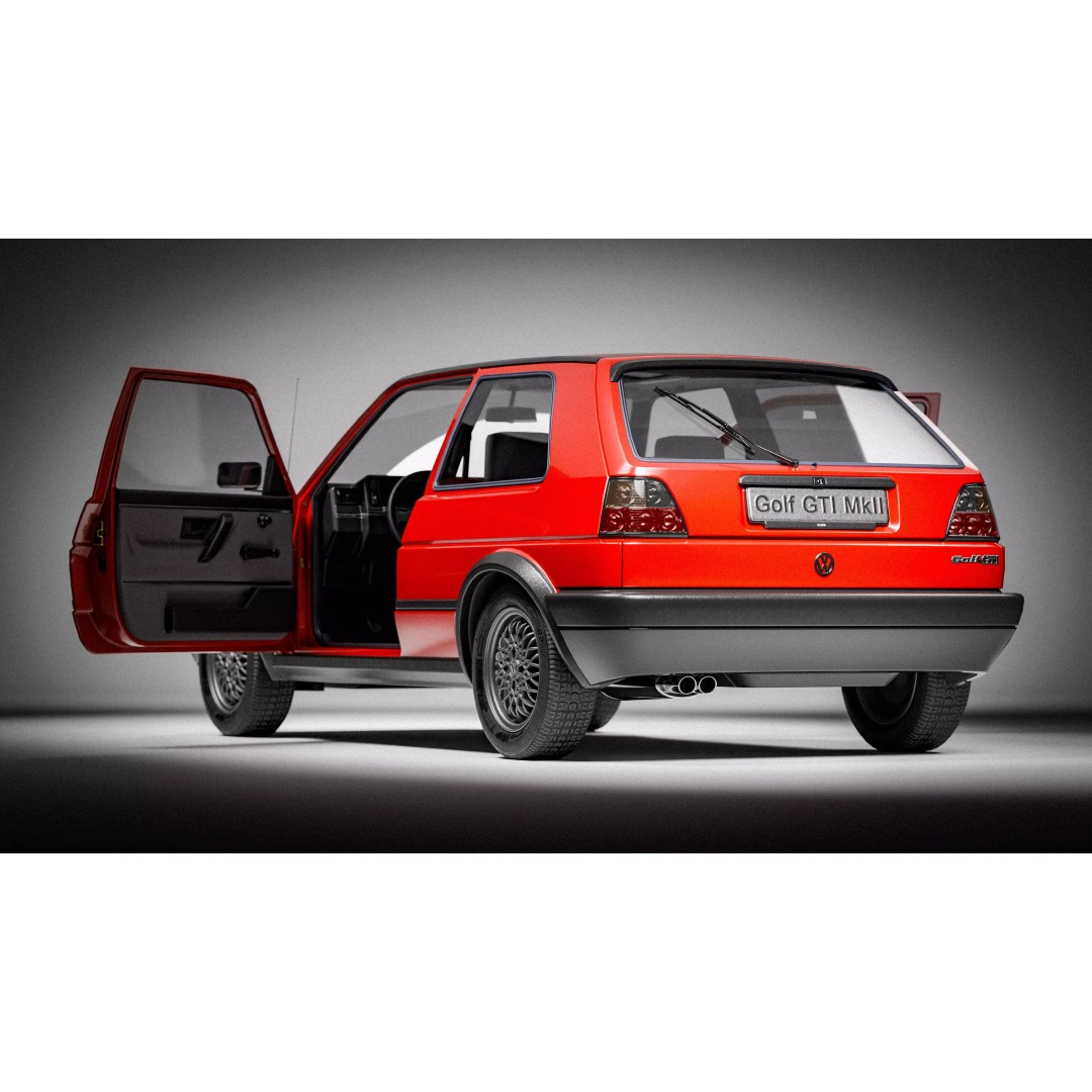 Volkswagen Golf Mk2 3D Model – Low Poly Game Ready Asset, FBX/Blender - View 11