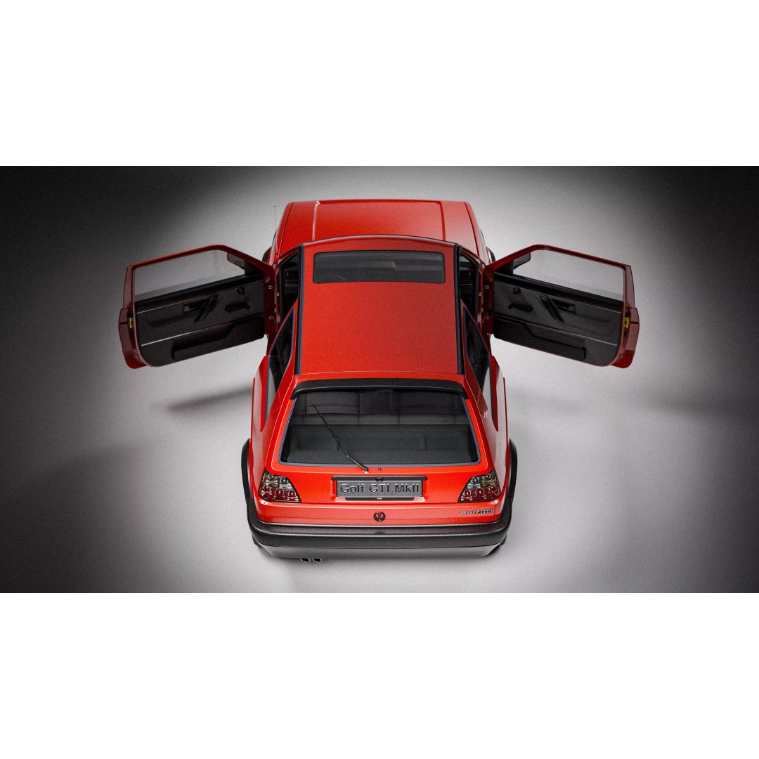 Volkswagen Golf Mk2 3D Model – Low Poly Game Ready Asset, FBX/Blender - View 12