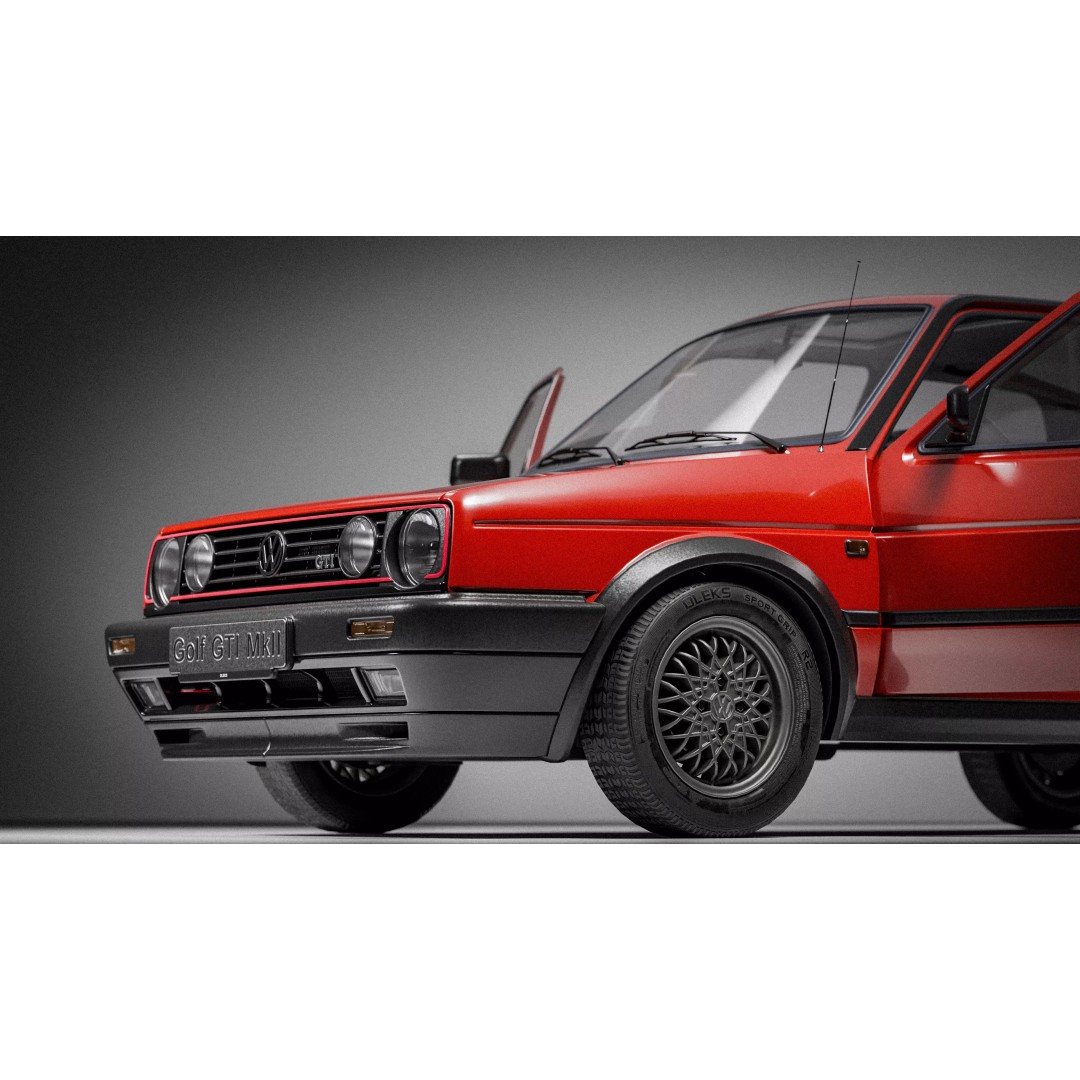 Volkswagen Golf Mk2 3D Model – Low Poly Game Ready Asset, FBX/Blender - View 14