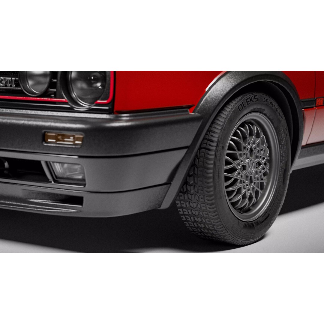 Volkswagen Golf Mk2 3D Model – Low Poly Game Ready Asset, FBX/Blender - View 15