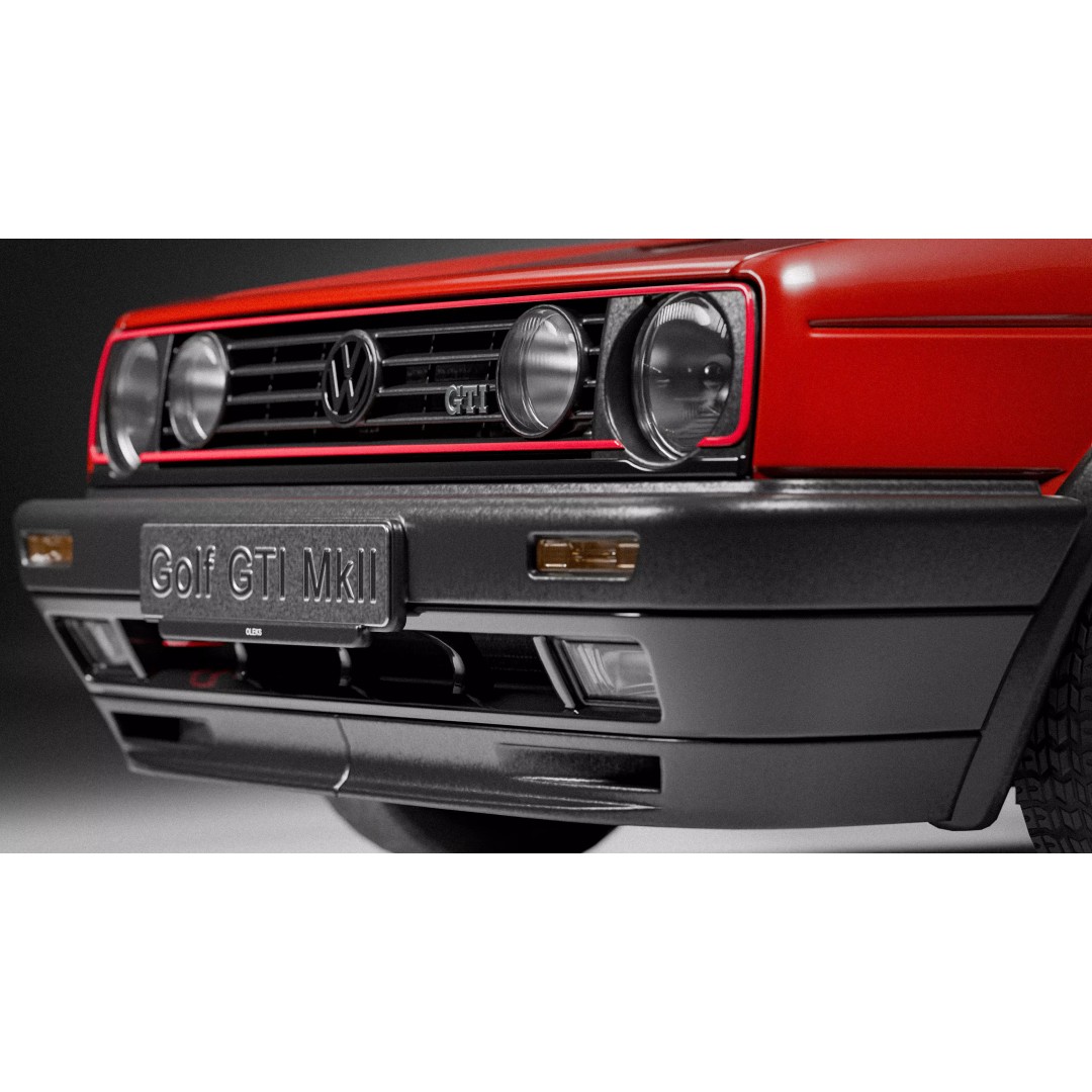 Volkswagen Golf Mk2 3D Model – Low Poly Game Ready Asset, FBX/Blender - View 16