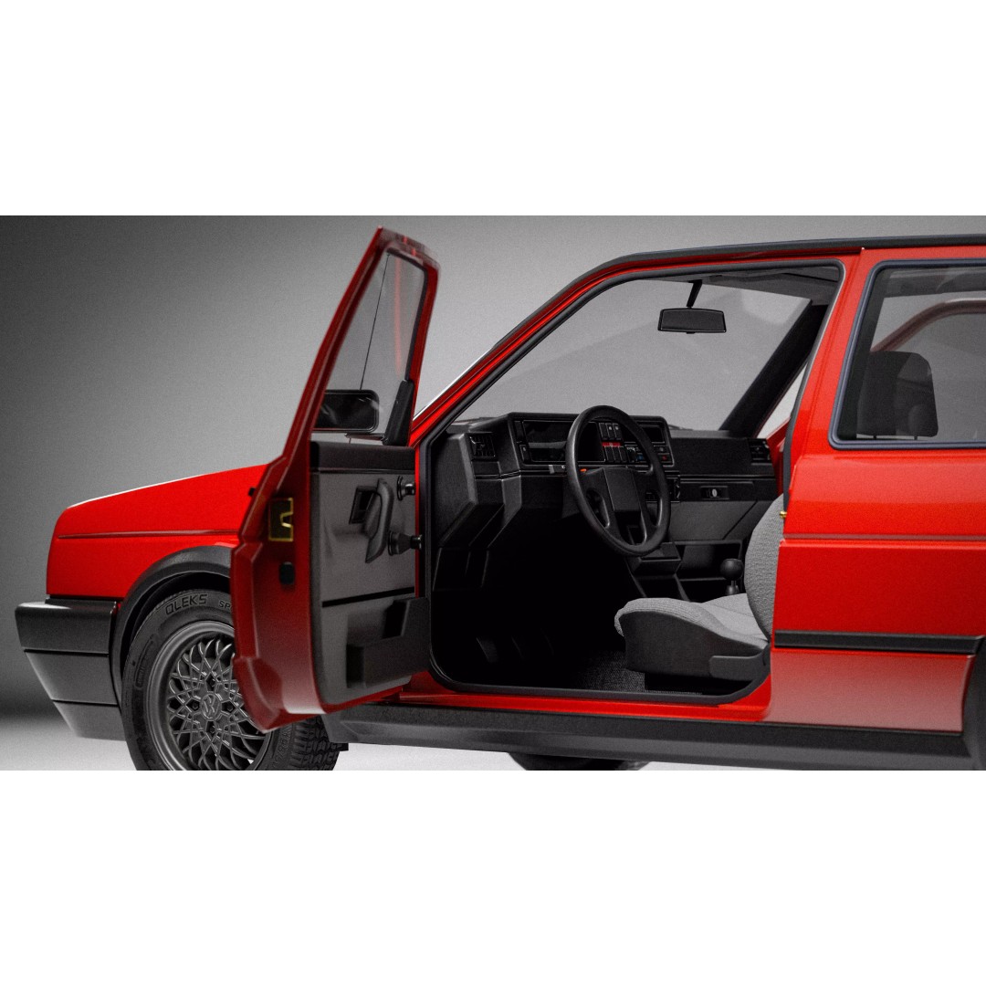 Volkswagen Golf Mk2 3D Model – Low Poly Game Ready Asset, FBX/Blender - View 17