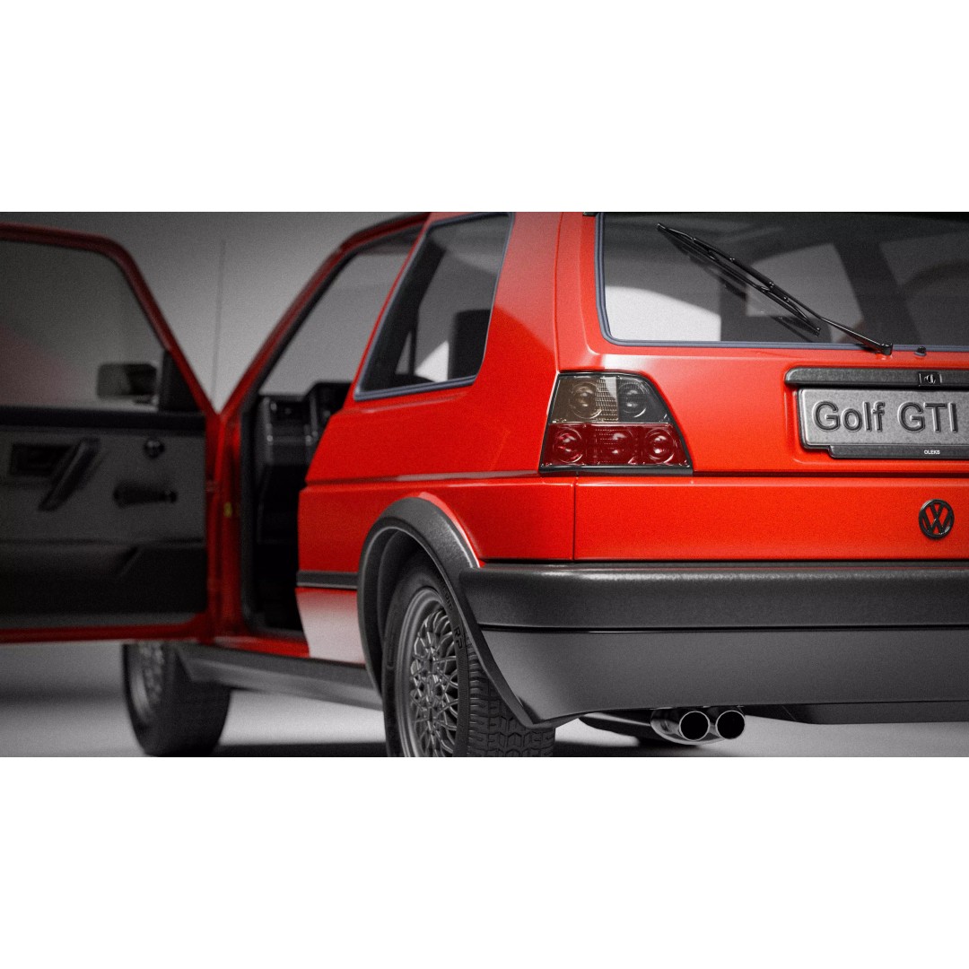 Volkswagen Golf Mk2 3D Model – Low Poly Game Ready Asset, FBX/Blender - View 18