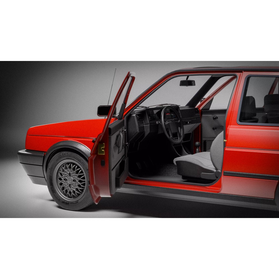 Volkswagen Golf Mk2 3D Model – Low Poly Game Ready Asset, FBX/Blender - View 21