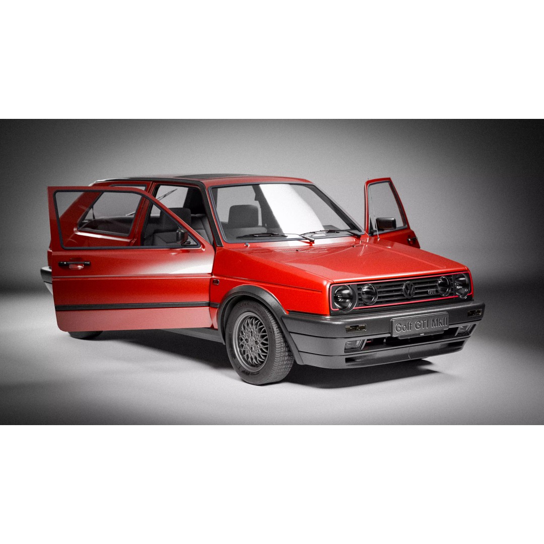 Volkswagen Golf Mk2 3D Model – Low Poly Game Ready Asset, FBX/Blender - View 23