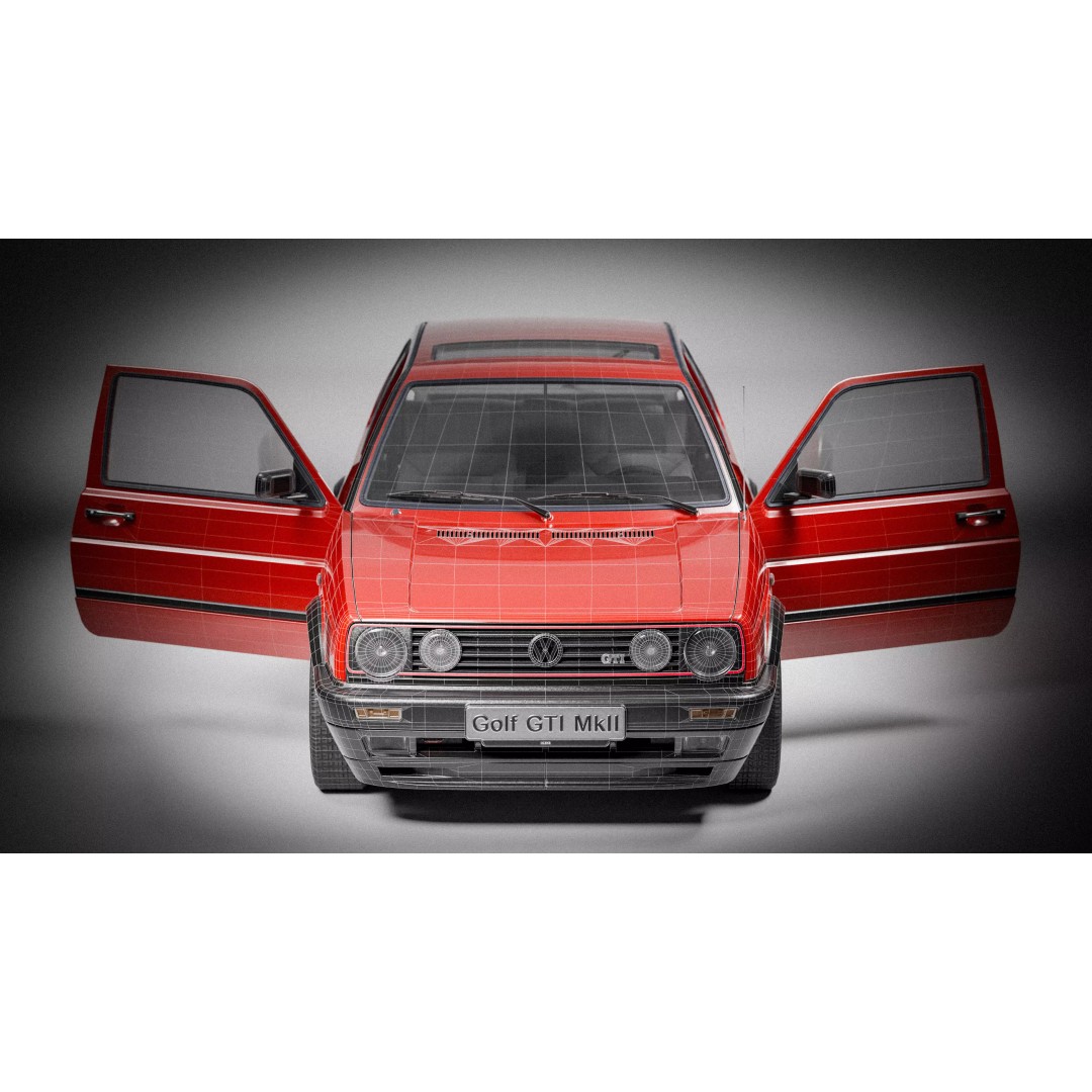 Volkswagen Golf Mk2 3D Model – Low Poly Game Ready Asset, FBX/Blender - View 24