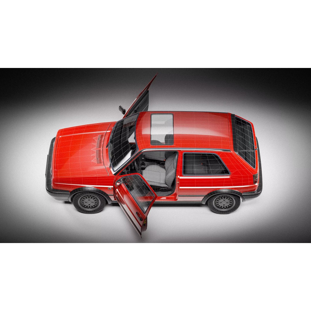 Volkswagen Golf Mk2 3D Model – Low Poly Game Ready Asset, FBX/Blender - View 25