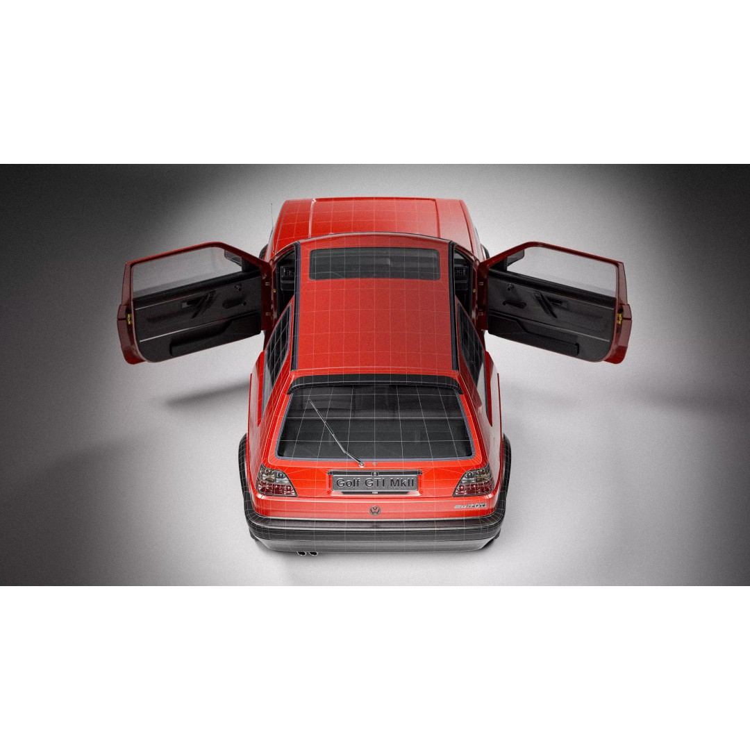 Volkswagen Golf Mk2 3D Model – Low Poly Game Ready Asset, FBX/Blender - View 26