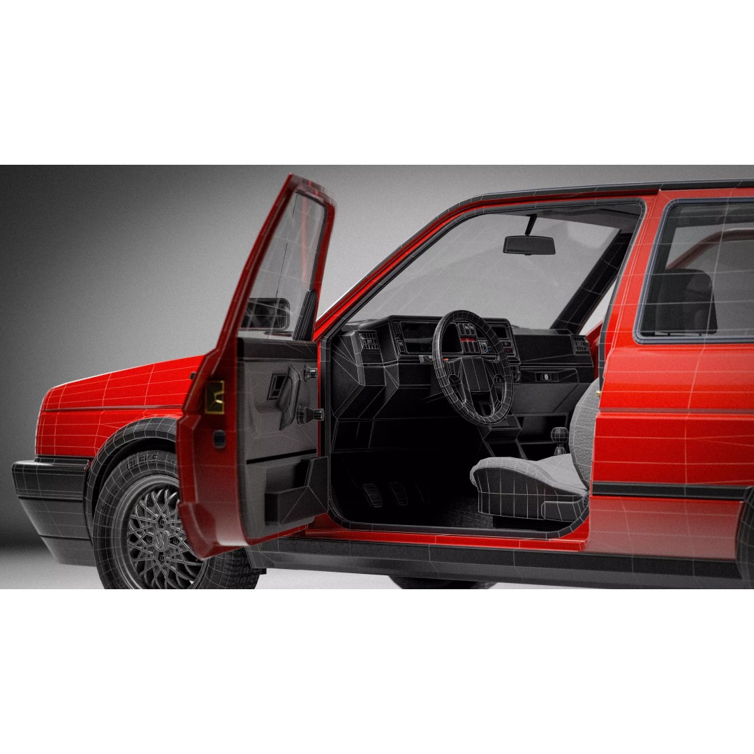 Volkswagen Golf Mk2 3D Model – Low Poly Game Ready Asset, FBX/Blender - View 28
