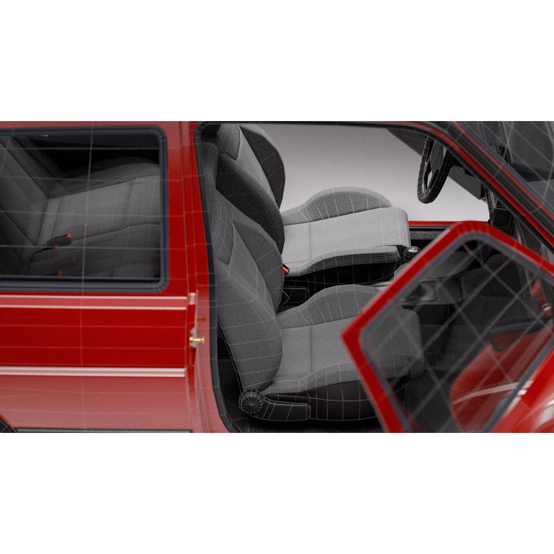 Volkswagen Golf Mk2 3D Model – Low Poly Game Ready Asset, FBX/Blender - View 29