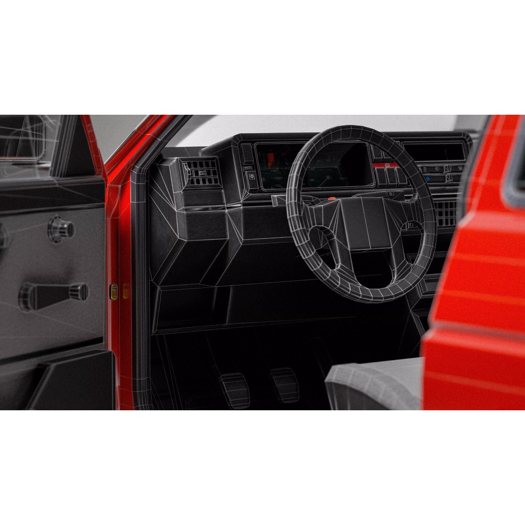 Volkswagen Golf Mk2 3D Model – Low Poly Game Ready Asset, FBX/Blender - View 30
