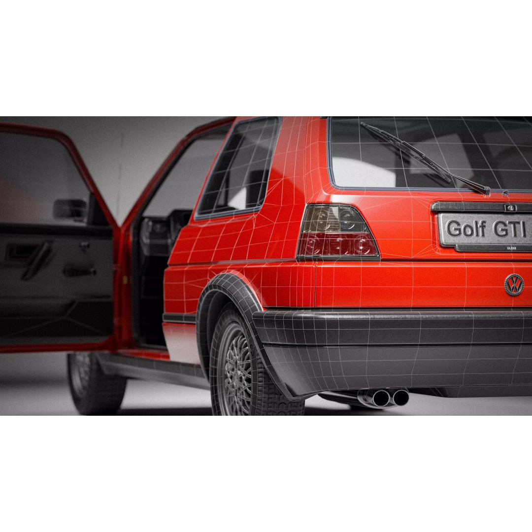 Volkswagen Golf Mk2 3D Model – Low Poly Game Ready Asset, FBX/Blender - View 31