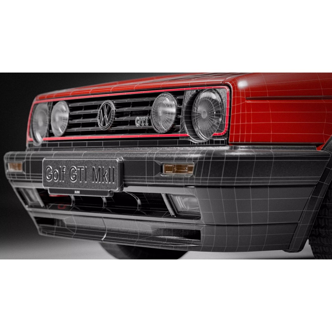 Volkswagen Golf Mk2 3D Model – Low Poly Game Ready Asset, FBX/Blender - View 32