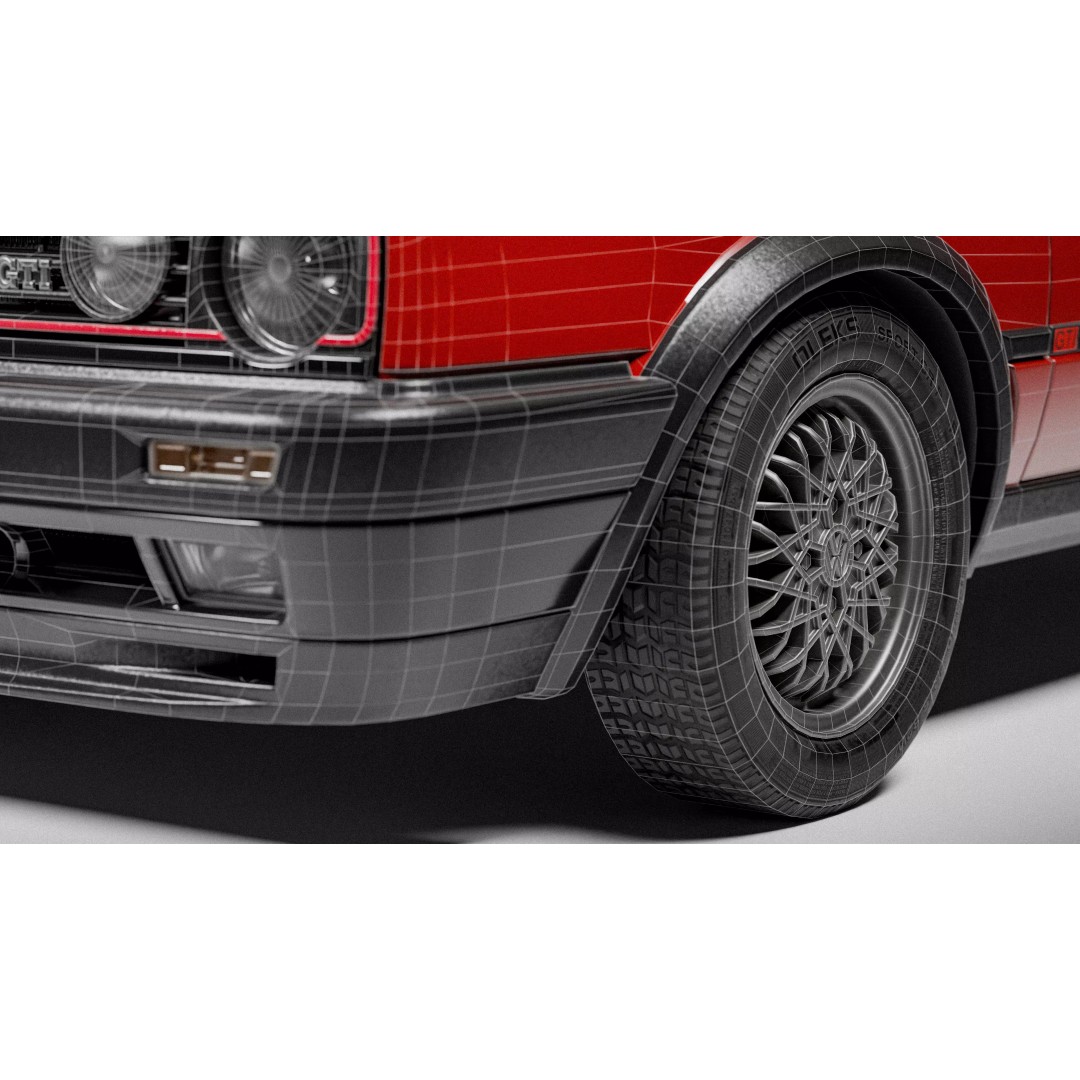 Volkswagen Golf Mk2 3D Model – Low Poly Game Ready Asset, FBX/Blender - View 33