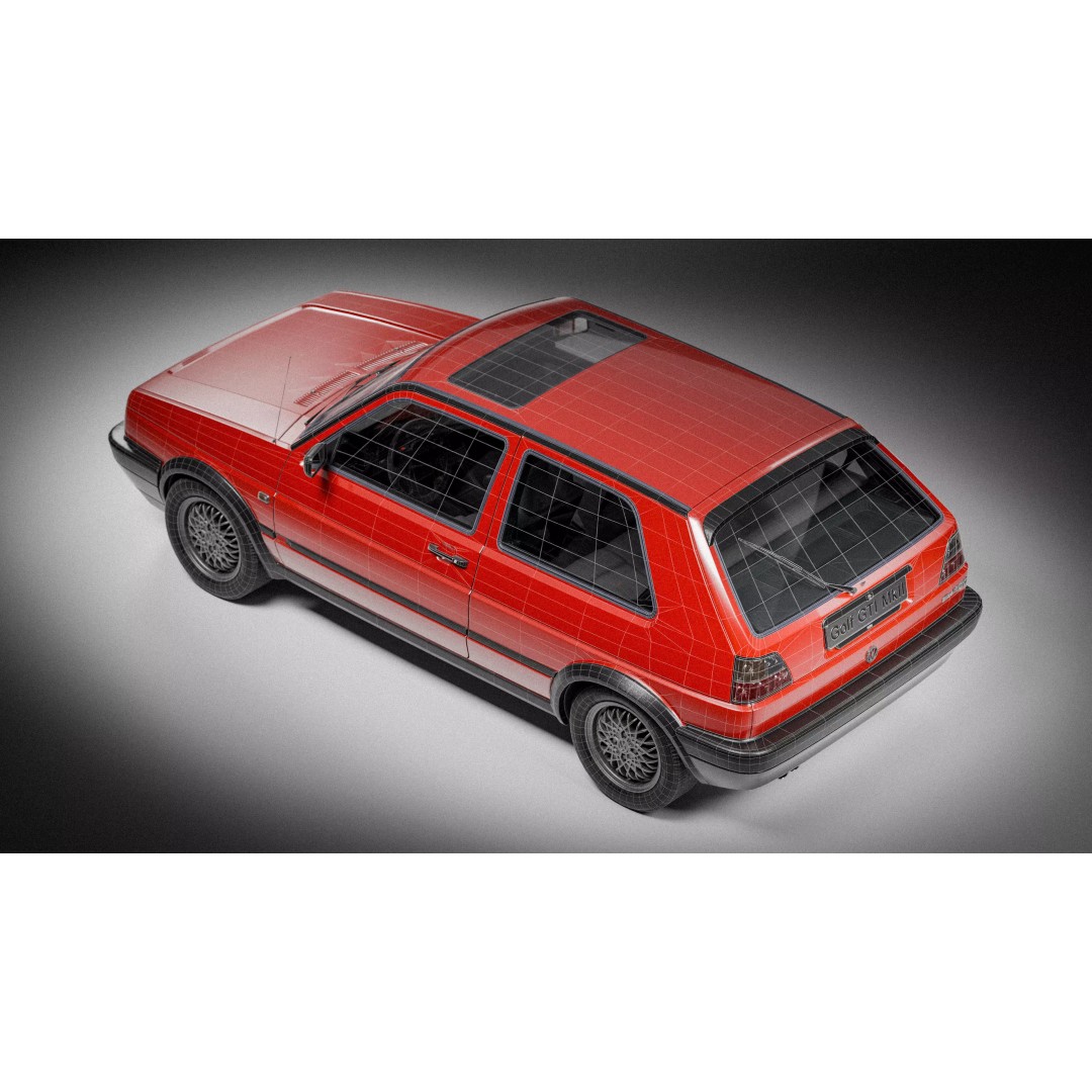 Volkswagen Golf Mk2 3D Model – Low Poly Game Ready Asset, FBX/Blender - View 34