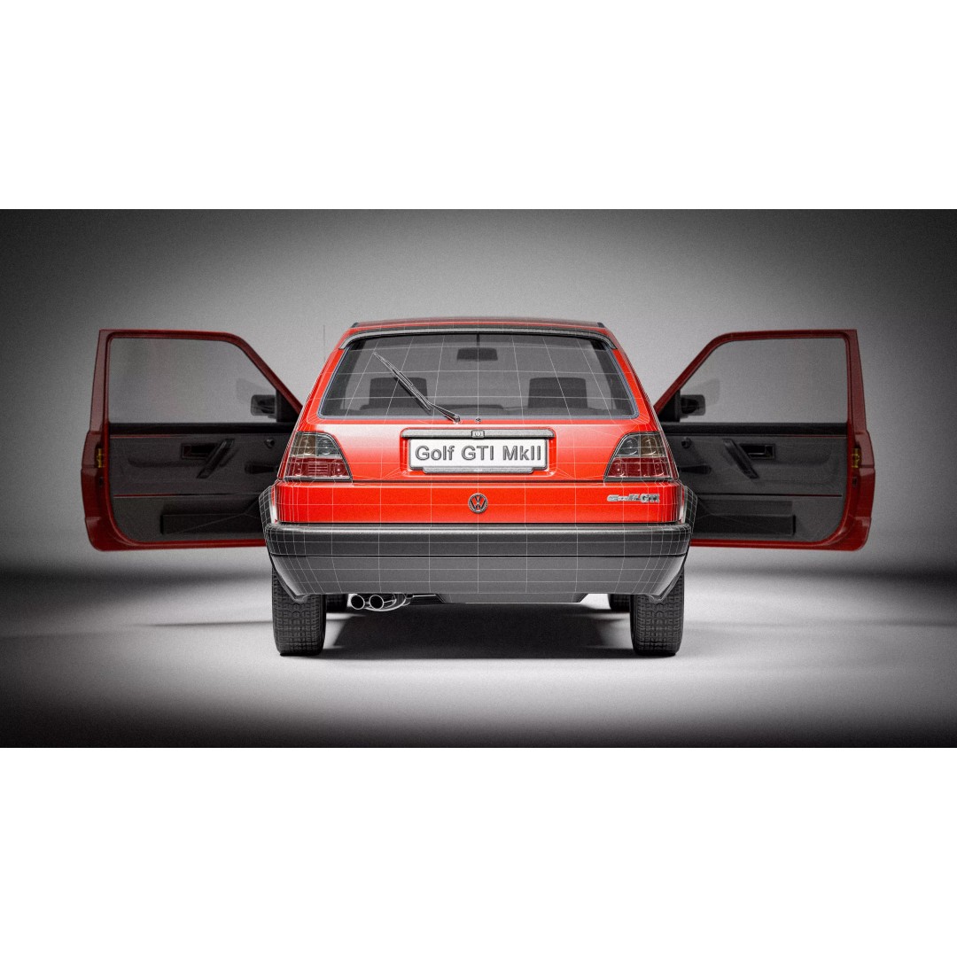Volkswagen Golf Mk2 3D Model – Low Poly Game Ready Asset, FBX/Blender - View 35