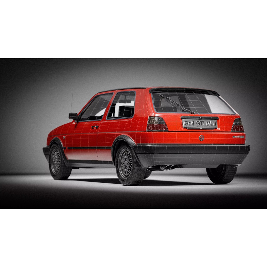 Volkswagen Golf Mk2 3D Model – Low Poly Game Ready Asset, FBX/Blender - View 36