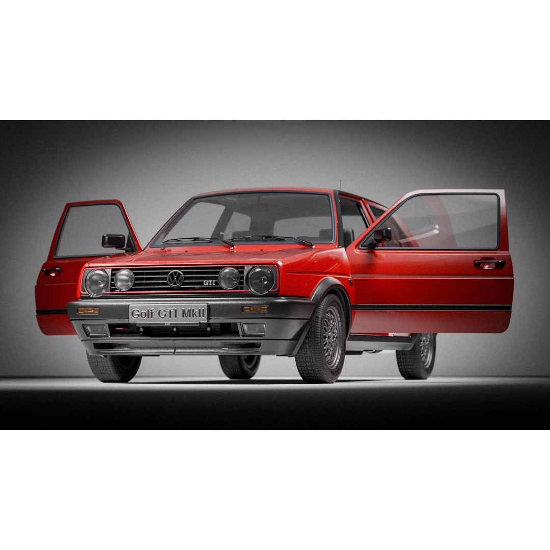 Volkswagen Golf Mk2 3D Model – Low Poly Game Ready Asset, FBX/Blender - View 5