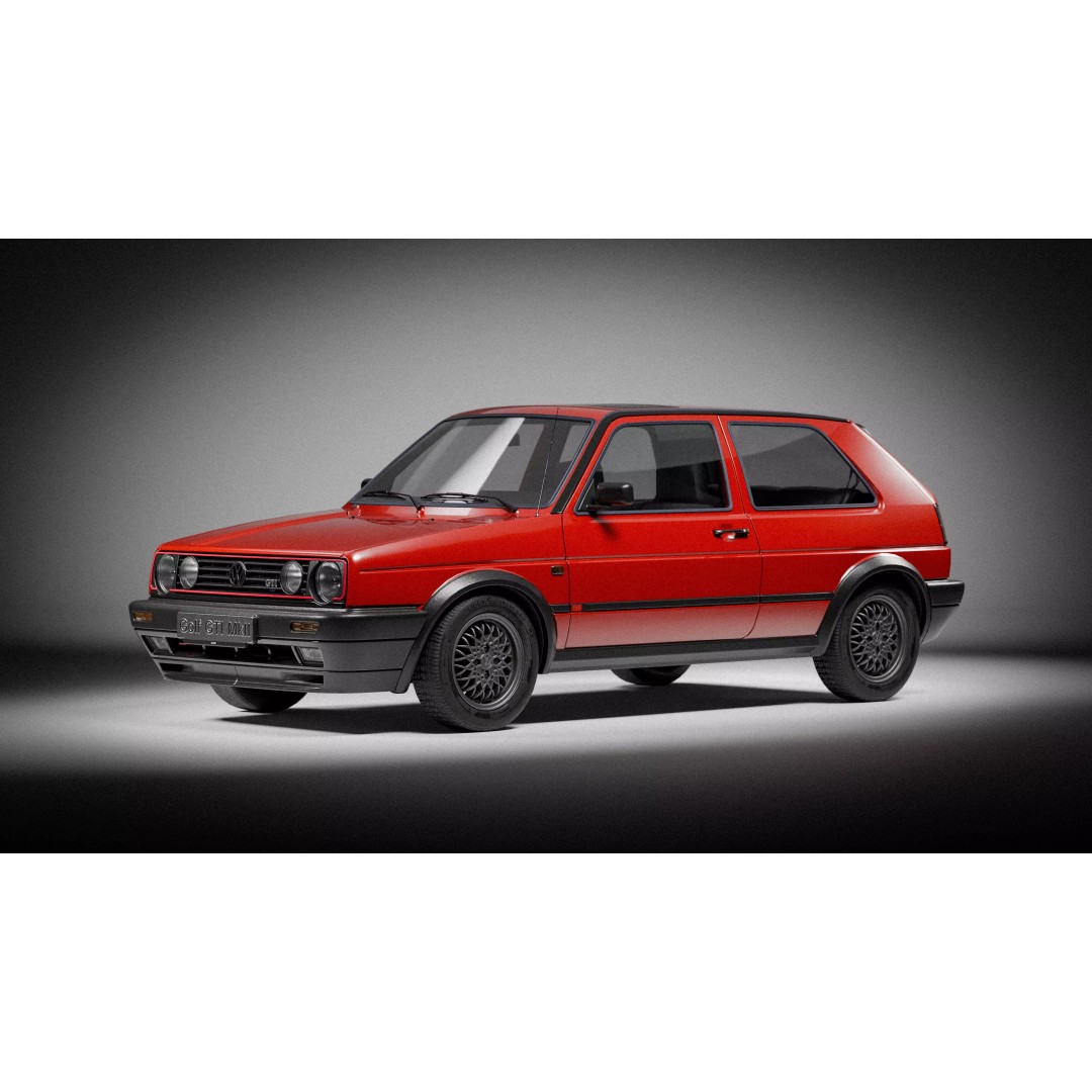 Volkswagen Golf Mk2 3D Model – Low Poly Game Ready Asset, FBX/Blender - View 6
