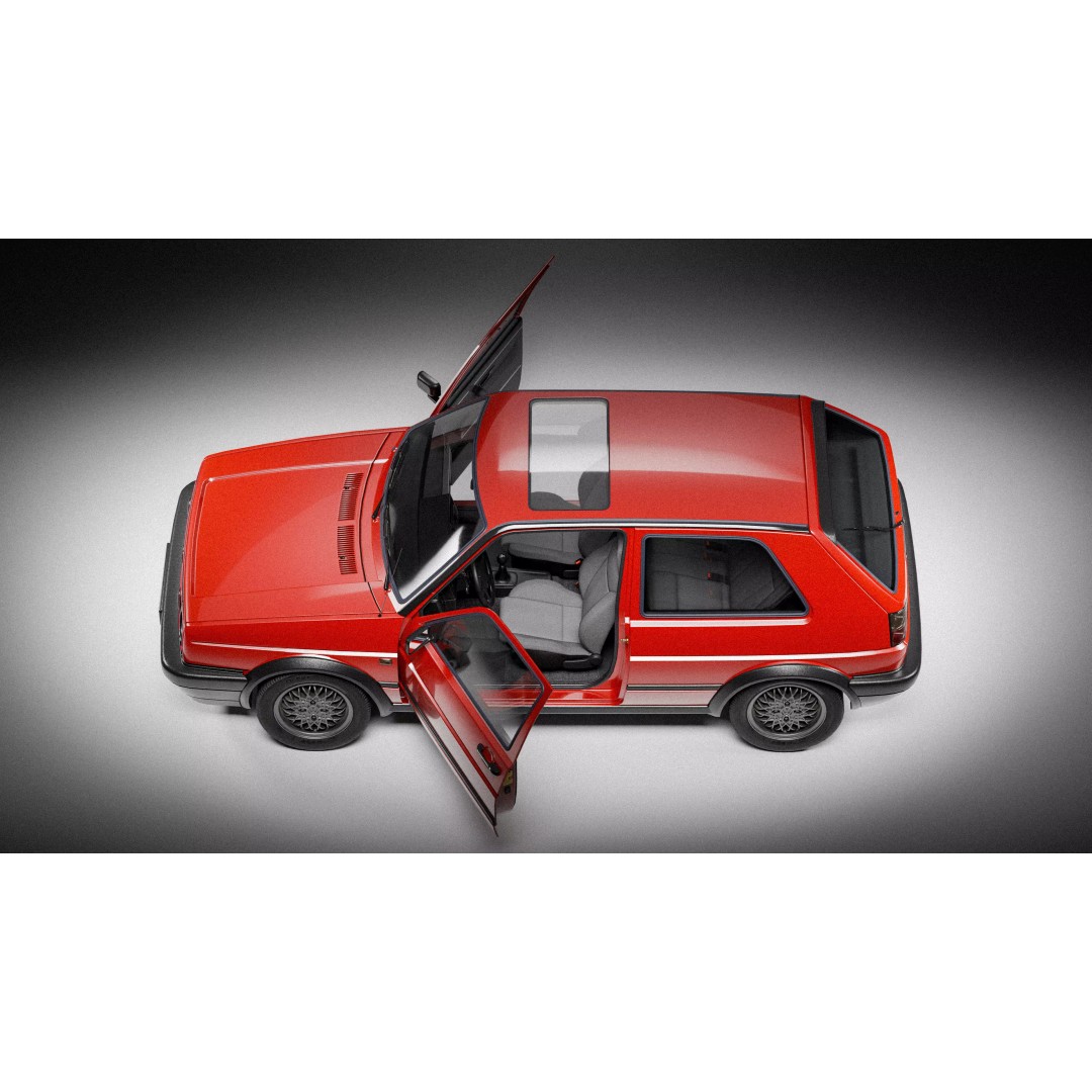 Volkswagen Golf Mk2 3D Model – Low Poly Game Ready Asset, FBX/Blender - View 8