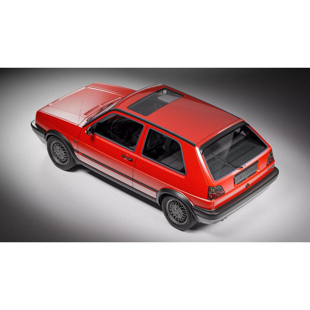 Volkswagen Golf Mk2 3D Model – Low Poly Game Ready Asset, FBX/Blender - View 9