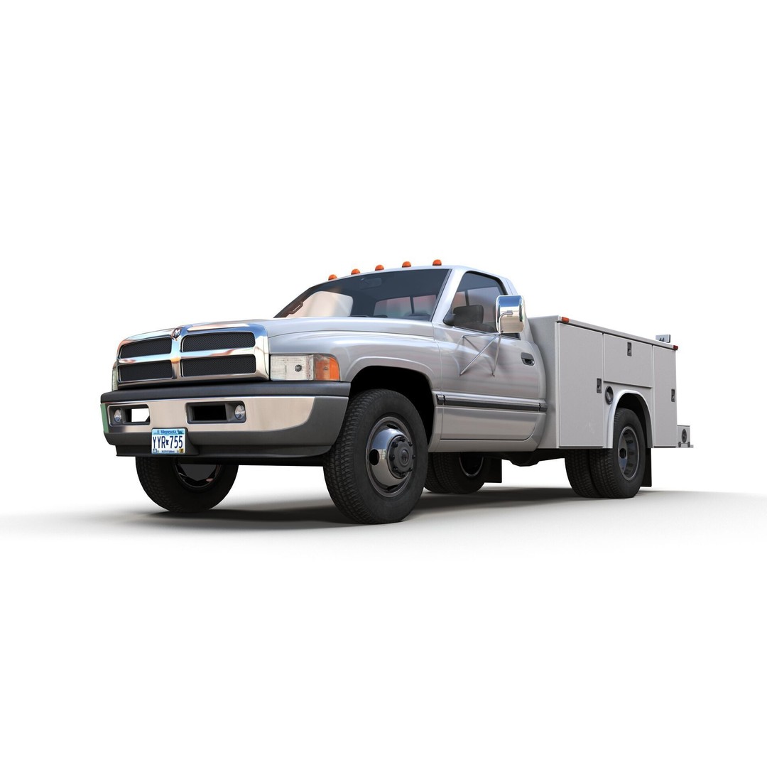 Dodge Ram 1995 Service Truck 3D Model – Low Poly Game Ready FBX - View 10