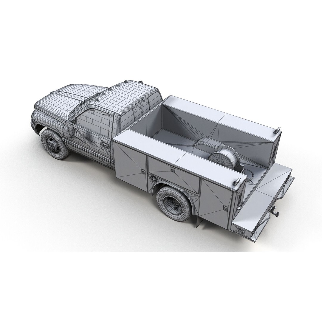 Dodge Ram 1995 Service Truck 3D Model – Low Poly Game Ready FBX - View 14