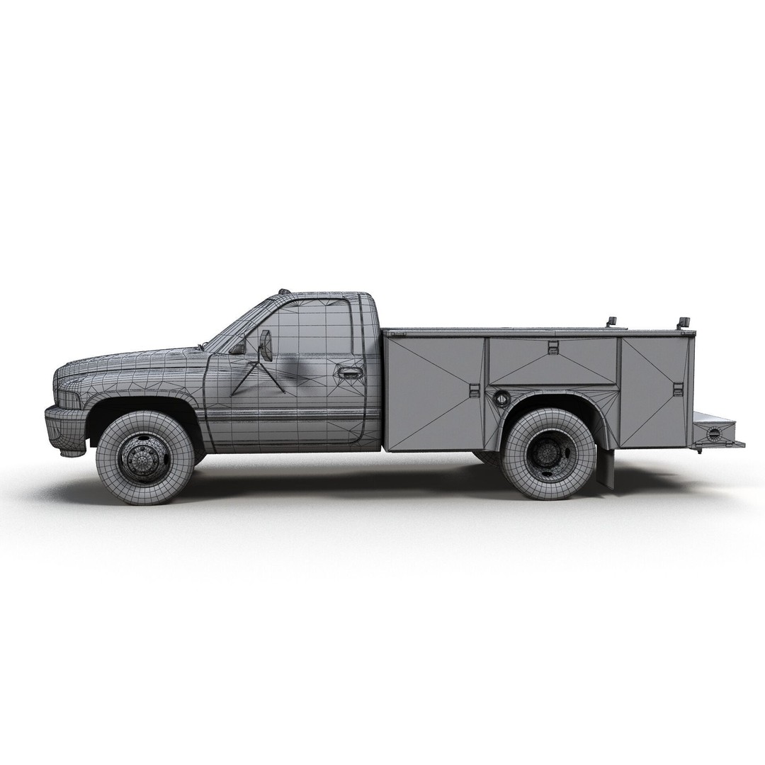 Dodge Ram 1995 Service Truck 3D Model – Low Poly Game Ready FBX - View 15