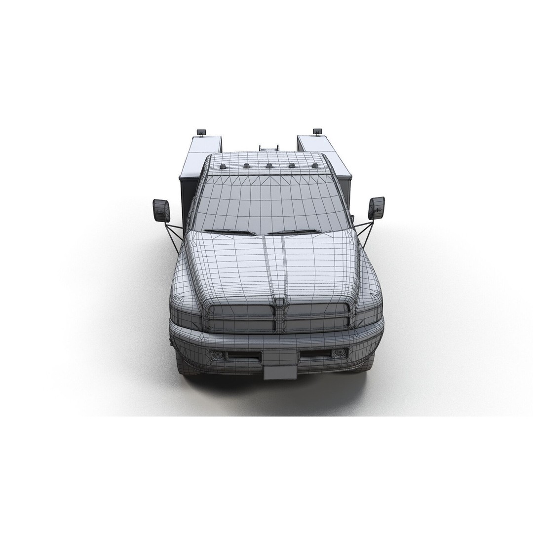 Dodge Ram 1995 Service Truck 3D Model – Low Poly Game Ready FBX - View 17