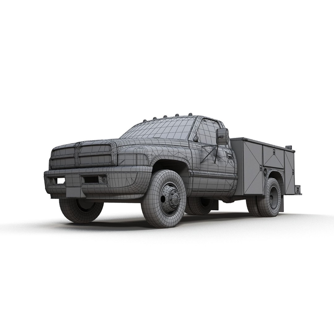 Dodge Ram 1995 Service Truck 3D Model – Low Poly Game Ready FBX - View 18
