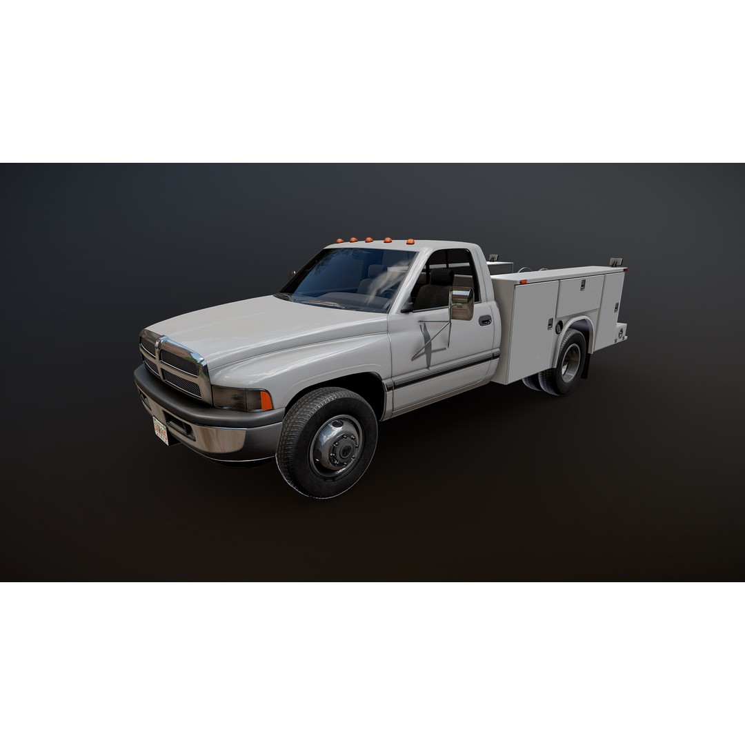 Dodge Ram 1995 Service Truck 3D Model – Low Poly Game Ready FBX - View 19