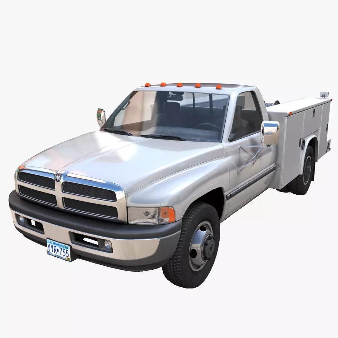 Dodge Ram 1995 Service Truck 3D Model – Low Poly Game Ready FBX - View 2