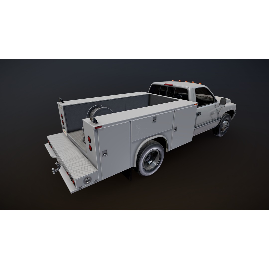 Dodge Ram 1995 Service Truck 3D Model – Low Poly Game Ready FBX - View 20