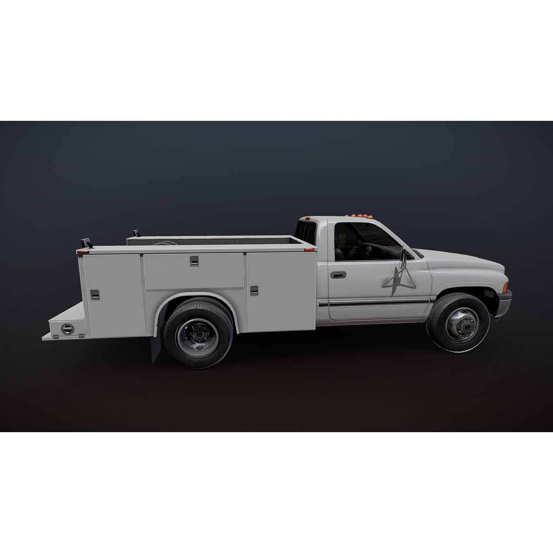 Dodge Ram 1995 Service Truck 3D Model – Low Poly Game Ready FBX - View 21