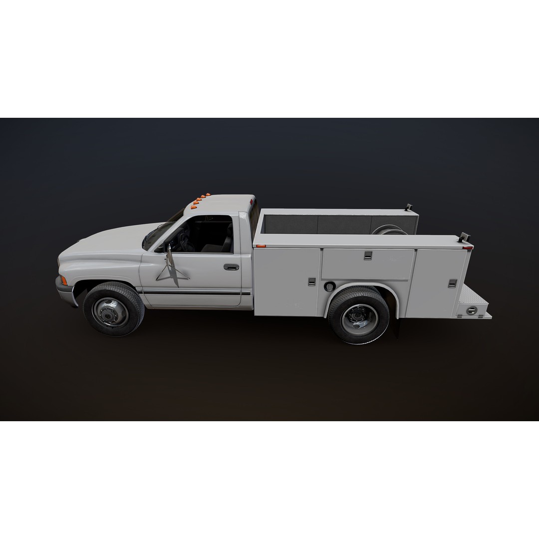 Dodge Ram 1995 Service Truck 3D Model – Low Poly Game Ready FBX - View 22