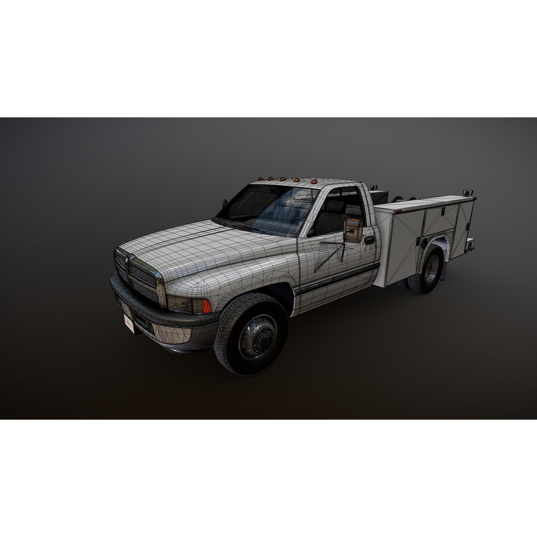 Dodge Ram 1995 Service Truck 3D Model – Low Poly Game Ready FBX - View 26